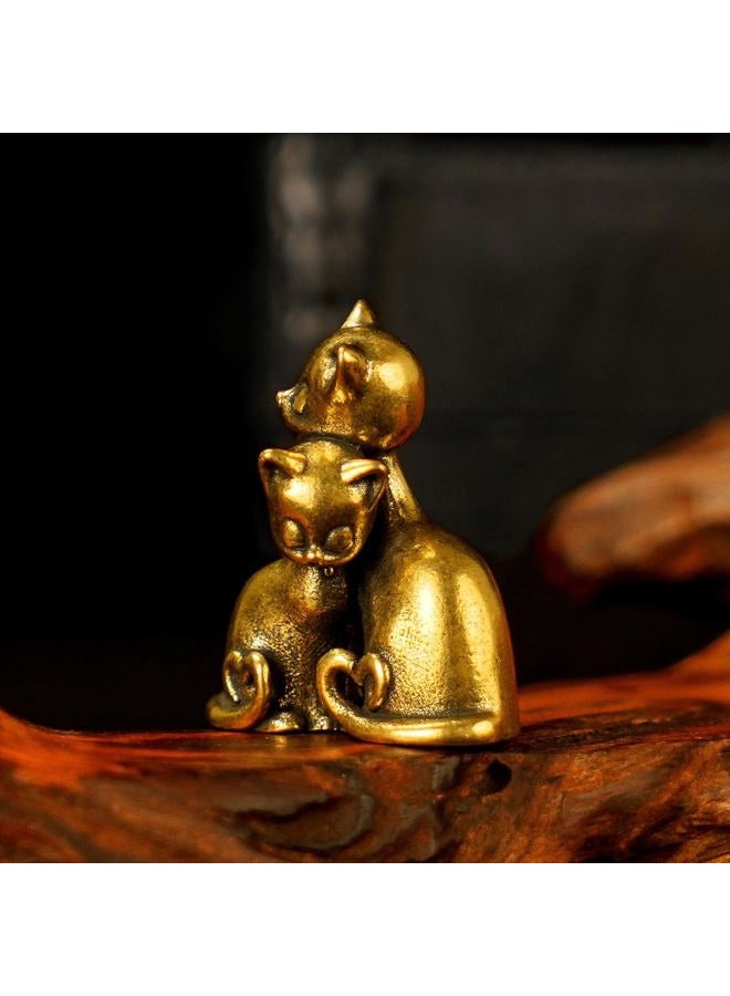 chovy Handcrafted 100% Solid Brass Couple Cat Sculpture - Romantic Cat Pair Statue, Heavyweight Vintage Collectible Art, Premium Wedding, Unique Home Office Decor for Animal Lovers - Image 5