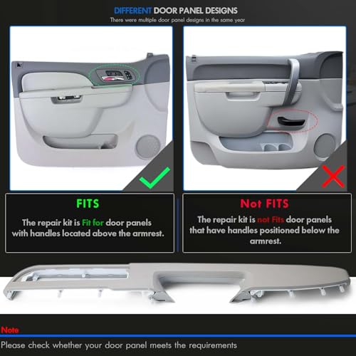 RHAOCZIYAUTO 926-740 Front Left Driver Side Armrest Repair Kit Fit for Chevy Silverado Suburban Tahoe Avalanche For GMC Sierra Yukon 2010-2014 Door Panel with Release Handle Above Armrest 27In - Gray -GM# 84127281 - Image 3