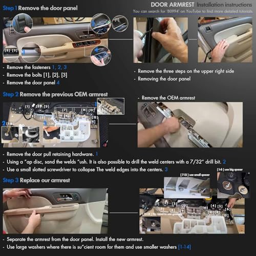 RHAOCZIYAUTO 926-740 Front Left Driver Side Armrest Repair Kit Fit for Chevy Silverado Suburban Tahoe Avalanche For GMC Sierra Yukon 2010-2014 Door Panel with Release Handle Above Armrest 27In - Gray -GM# 84127281 - Image 5