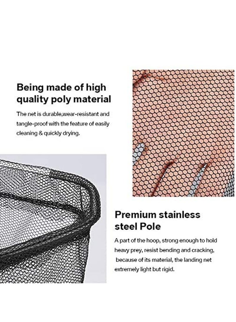 Y&D SYOSI Fishing Net with Hook-Proof Adjustable Collapsible Telescopic Landing Portable Folding Wading Easy Clean Rubber Mesh Frame Handle Tangle Proof Safe Fish - Image 4