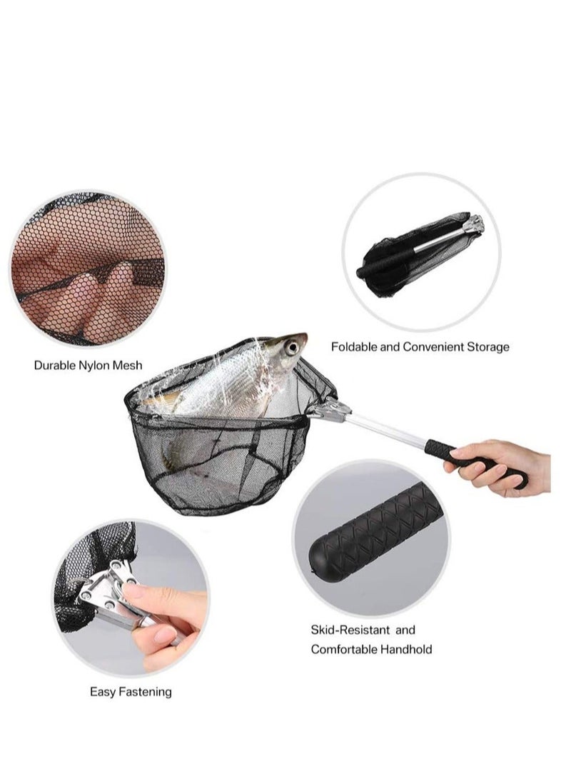 Y&D SYOSI Fishing Net with Hook-Proof Adjustable Collapsible Telescopic Landing Portable Folding Wading Easy Clean Rubber Mesh Frame Handle Tangle Proof Safe Fish - Image 5