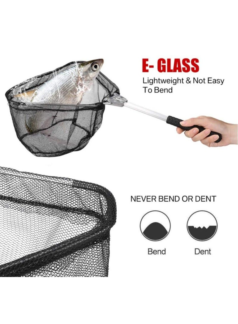Y&D SYOSI Fishing Net with Hook-Proof Adjustable Collapsible Telescopic Landing Portable Folding Wading Easy Clean Rubber Mesh Frame Handle Tangle Proof Safe Fish - Image 2