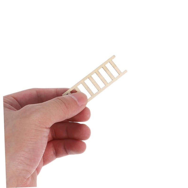 100pcs Mini Wooden Ladder Dollhouse Accessory For Fairy Garden DIY Craft - Image 5