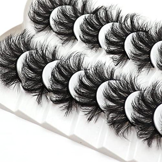 Veleasha False Eyelashes Wispy Faux Mink Lashes Fluffy Handmade Fake Eyelashes Natural Look 7 Pairs Pack Luxury Cat Eye Lashes (815) - Image 1