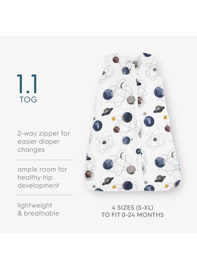 ليتل يونيكورن كيس نوم فاخر من قماش موسلين ليتل يونيكورن للأطفال من عمر ٠ إلى ٦ أشهر، بوزن ١.١ توغ | قطن موسلين ناعم وجيد التهوية لنوم أكثر أمانًا | سحاب ثنائي الاتجاه (كوكبي) - Image 5