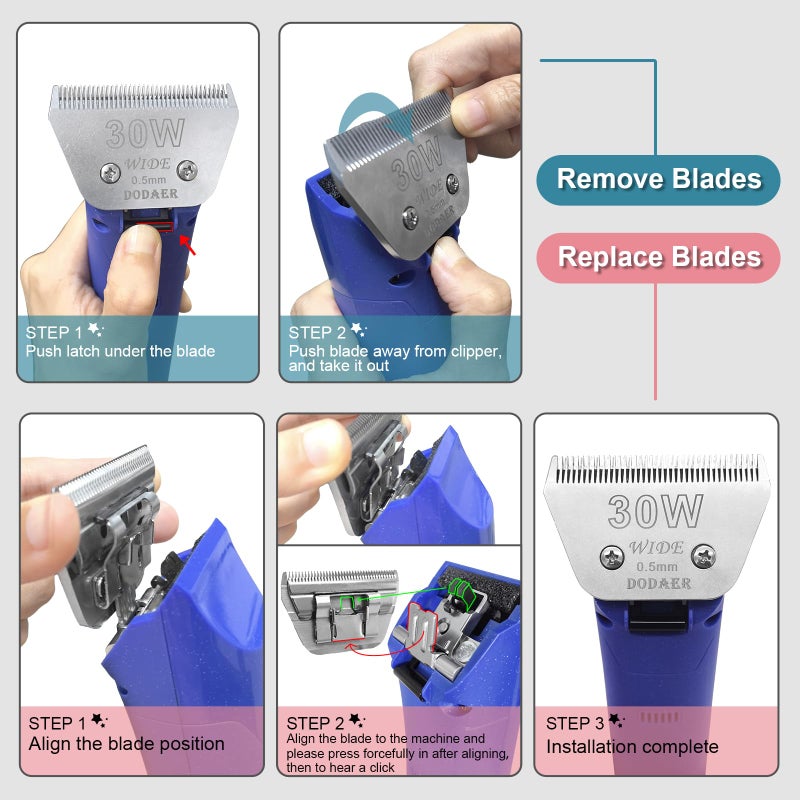 DODAER 2 Pack 30 Wide Blades for Dog Grooming,Compatible with Andis,Oster A5,Wahl km10 Clippers,Cutting Length 1/100" - Image 5
