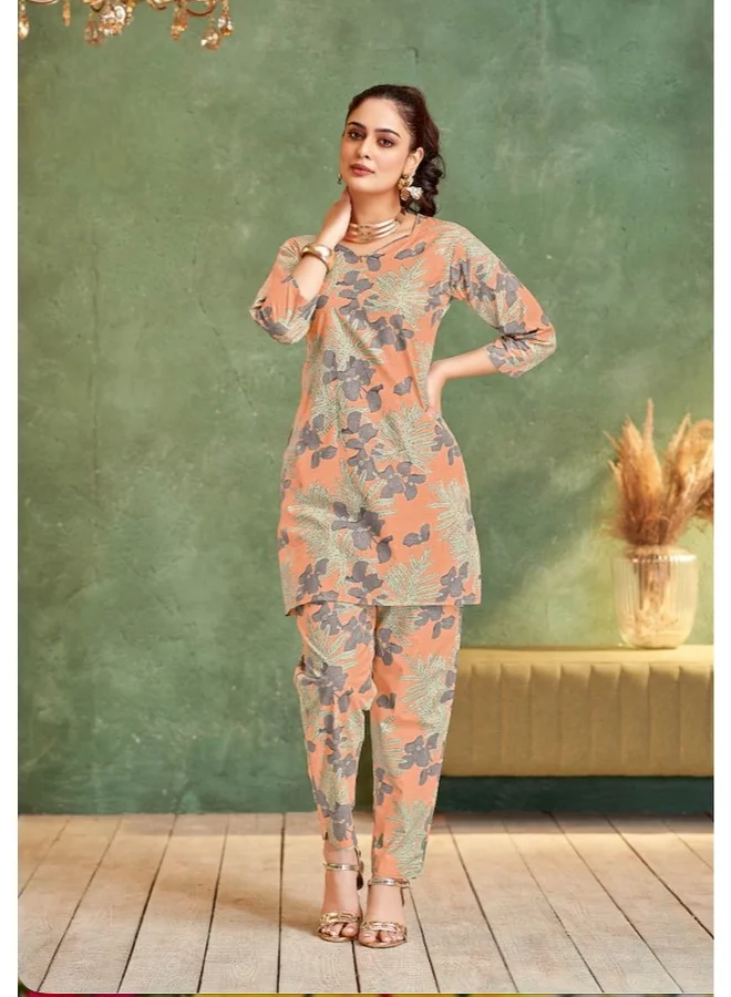 أميا DESIGNER-COTTON-PRINTED-INDO-WESTERN-COORD-SET