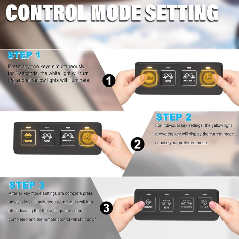 Fly Kan 4 Gang Wireless Switch Panel, Waterproof Offroad Light Switch with 4 Control Modes & Dual Power Supply, 12V-24V Multifunction IC Control Switch Pod for Truck SUV ATV UTV Car etc. - Image 4