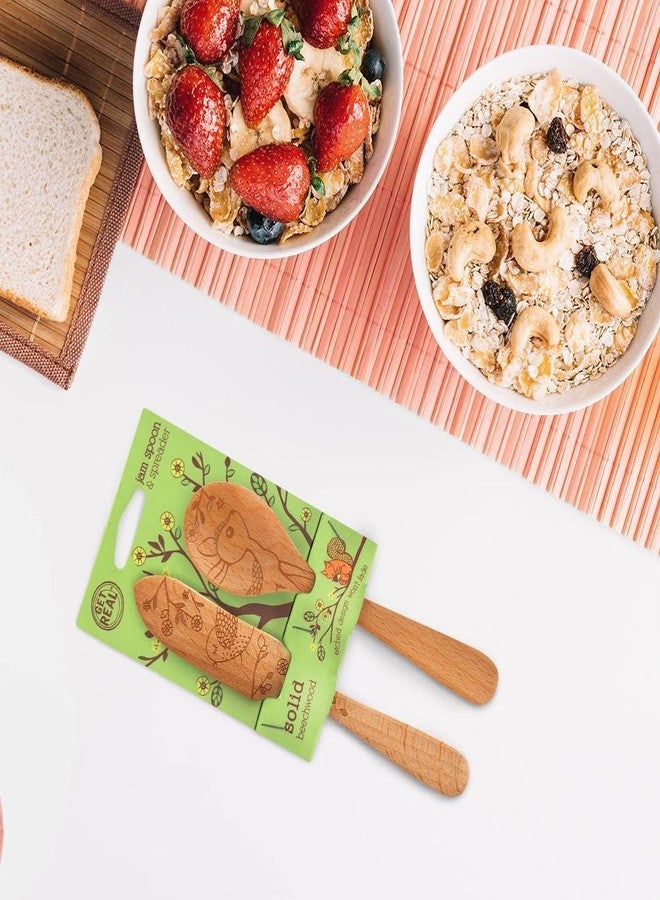 Talisman Designs Laser Etched Beechwood Jam & Spoon Woodland Design | Jam Spreader Set |, Cute & Functional Kitchen Tool |, Decorative Wooden Utensils - Image 3