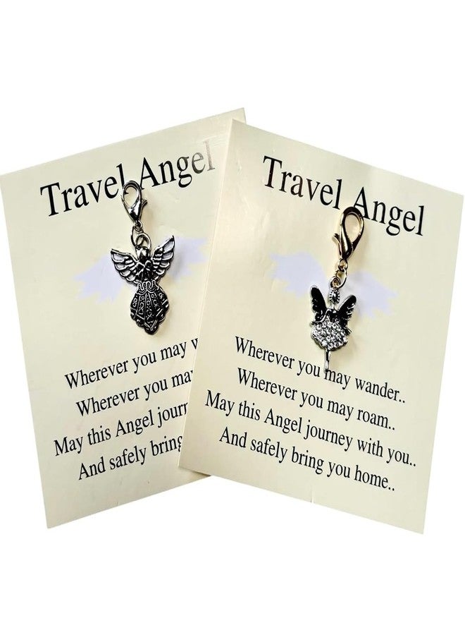 TraveEssentialz Guardian Angel Keychain Gift Blessing (2 pieces) | Farewell, Graduation, Holiday, Travelling Gift for Women Travel Gifts for Family Friends | Pendant, Metal Keychain, Prayer Gift - Image 1