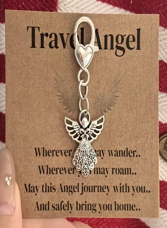 TraveEssentialz Guardian Angel Keychain Gift Blessing (2 pieces) | Farewell, Graduation, Holiday, Travelling Gift for Women Travel Gifts for Family Friends | Pendant, Metal Keychain, Prayer Gift - Image 3