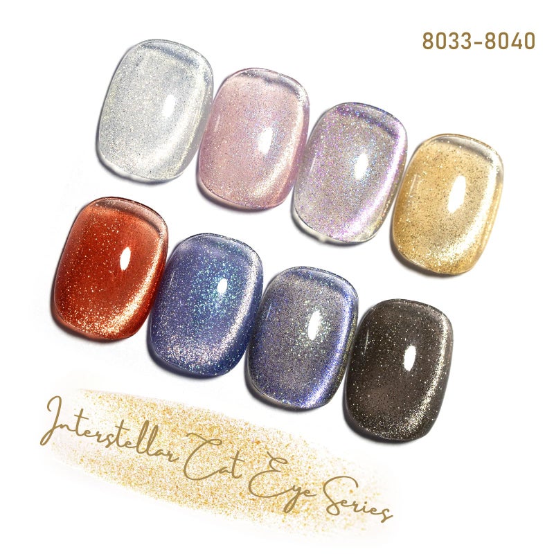 CANNI 8 Pcs 9 ML Cat Eye Gel Nail Polish Set, Jelly Pink Red Purple Blue Black Glitter Cat Eye Gel Polish Kit with Magnet Shimmer Colors Soak Off Manicure Salon DIY Gifts - Image 2