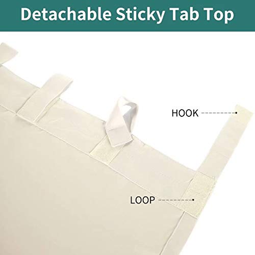 LORDTEX Waterproof Indoor/Outdoor Curtains for Patio - Thermal Insulated, Sun Blocking Detachable Sticky Tab Top Blackout Curtains for Bedroom, Porch, Pergola, 52 x 84 inch, 2 Panels, Vanilla - Image 2