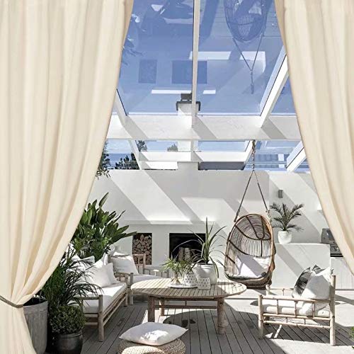 LORDTEX Waterproof Indoor/Outdoor Curtains for Patio - Thermal Insulated, Sun Blocking Detachable Sticky Tab Top Blackout Curtains for Bedroom, Porch, Pergola, 52 x 84 inch, 2 Panels, Vanilla - Image 5