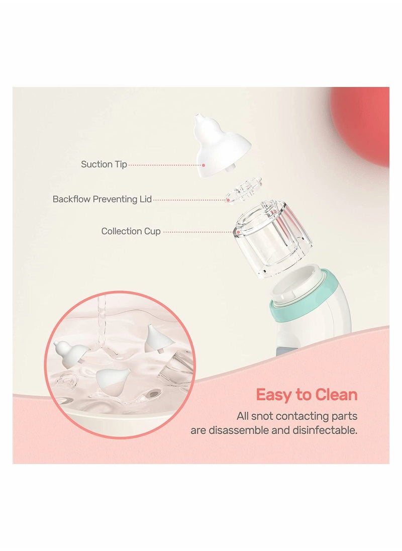 Baby Nasal Aspirator With 3Pcs Silicone Nose Tips, 5 Levels, Music and Light Soothing Function Rechargeable Portable For Newborns Toddlers Clear Nasal Congestion - Image 4