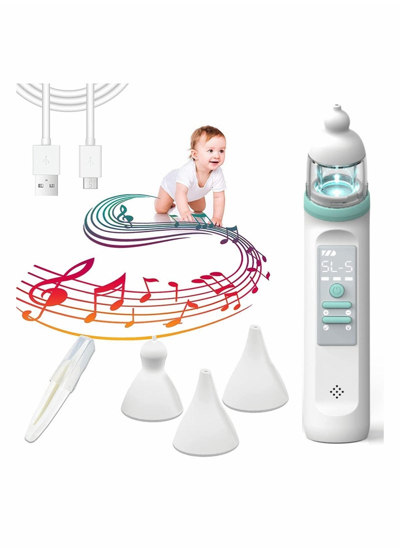Baby Nasal Aspirator With 3Pcs Silicone Nose Tips, 5 Levels, Music and Light Soothing Function Rechargeable Portable For Newborns Toddlers Clear Nasal Congestion - Image 1