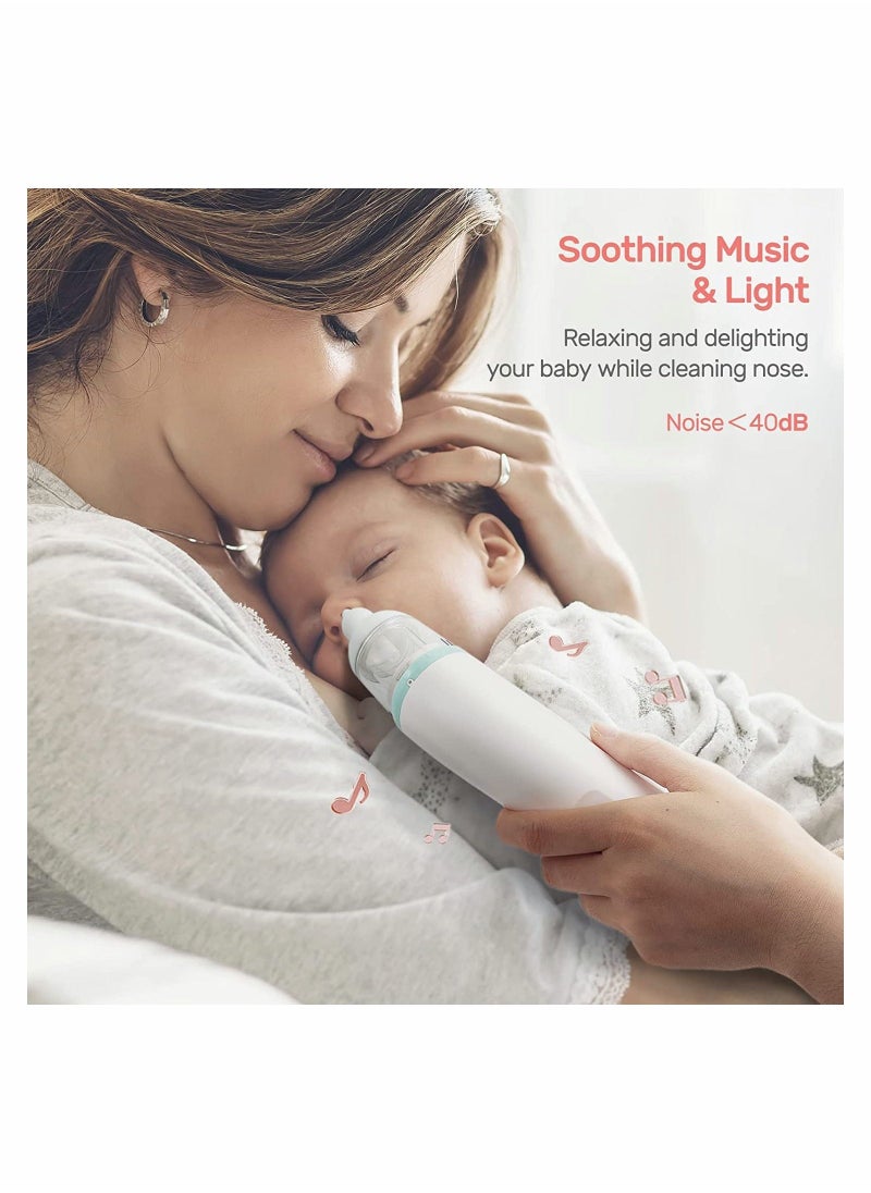 Baby Nasal Aspirator With 3Pcs Silicone Nose Tips, 5 Levels, Music and Light Soothing Function Rechargeable Portable For Newborns Toddlers Clear Nasal Congestion - Image 2