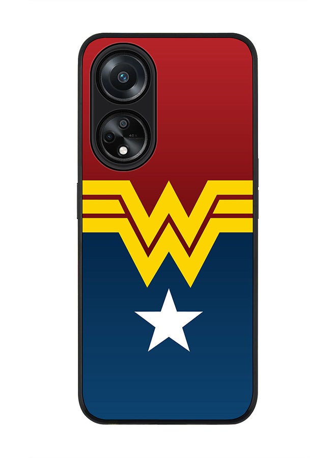 Stylizedd Rugged Black edge case for Oppo A98 5G, Slim fit Soft Case Flexible Rubber Edges Anti Drop TPU Gel Thin Cover- Wonder Woman  - Image 1