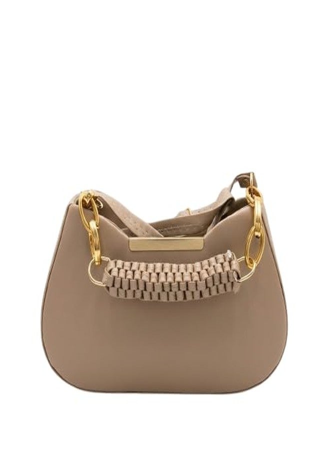 NeoCraft Women's Trendy Shoulder Bag, PU Leather Handbag with Scrunch Handle, Adjustable Sling Strap, Casual Everyday Carry Purse (Cream) - Image 1