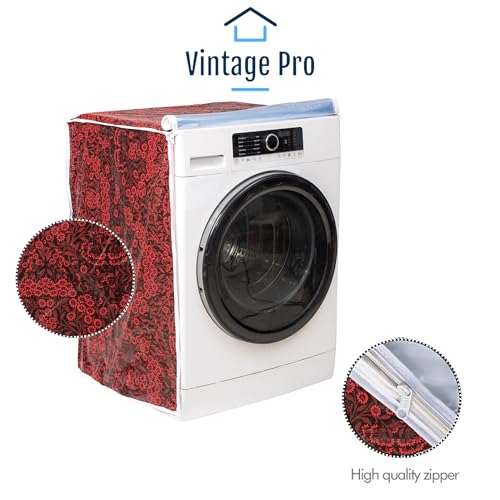 Vintage Pro Front Load Washing Machine Cover Suitable for IFB 7 Kg, 7.5 Kg, 8 Kg, 8.5 Kg (63cmsX63cmsX81cms, Red Flower) - Image 5