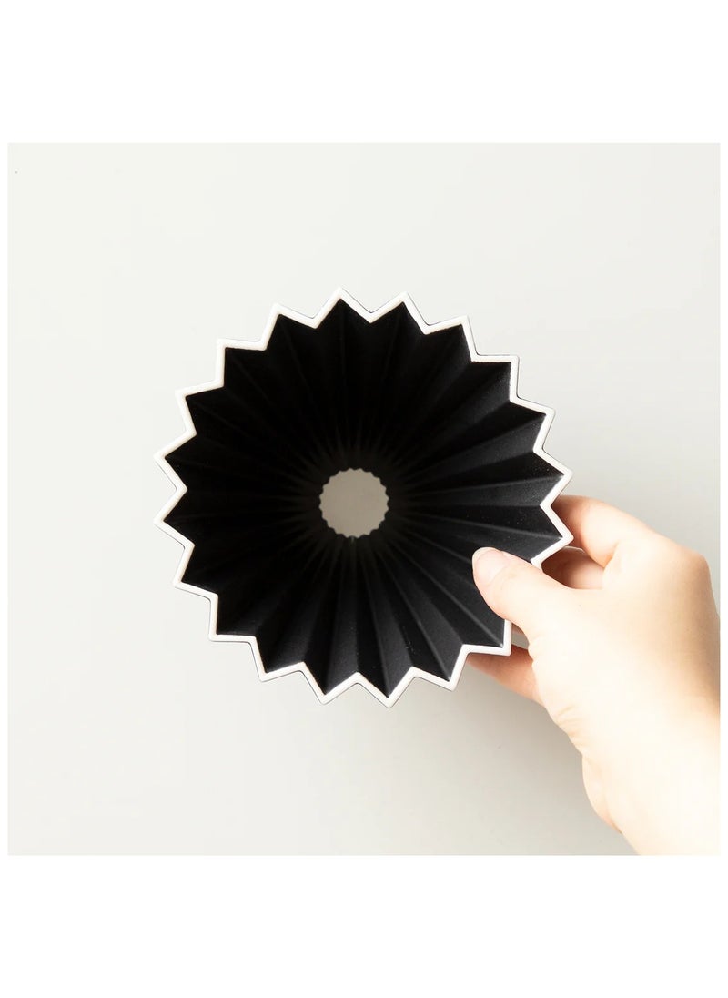 Origami - Ceramic Dripper M with Plastic Holder - Pour Over Coffee Maker - Compatible with VCF-02 and Wave 185 filters - Color Matt Black - Image 1