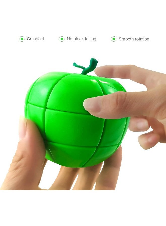 Kiditos YJ Apple Fruit Shaped Cube 3x3 Puzzle Realistic Fruit Magic Speed Cube Puzzle, Green - Image 4