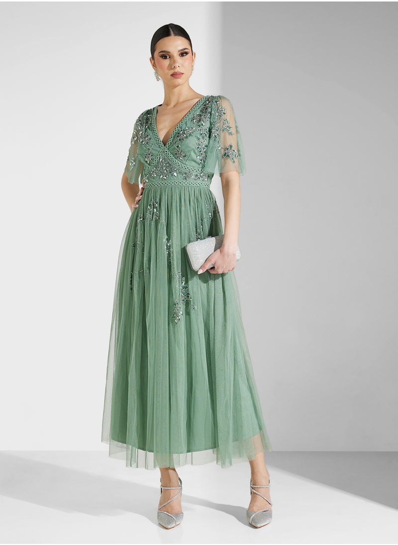 Maya Embellished Tulle Midaxi Dress With Trims  - Image 1
