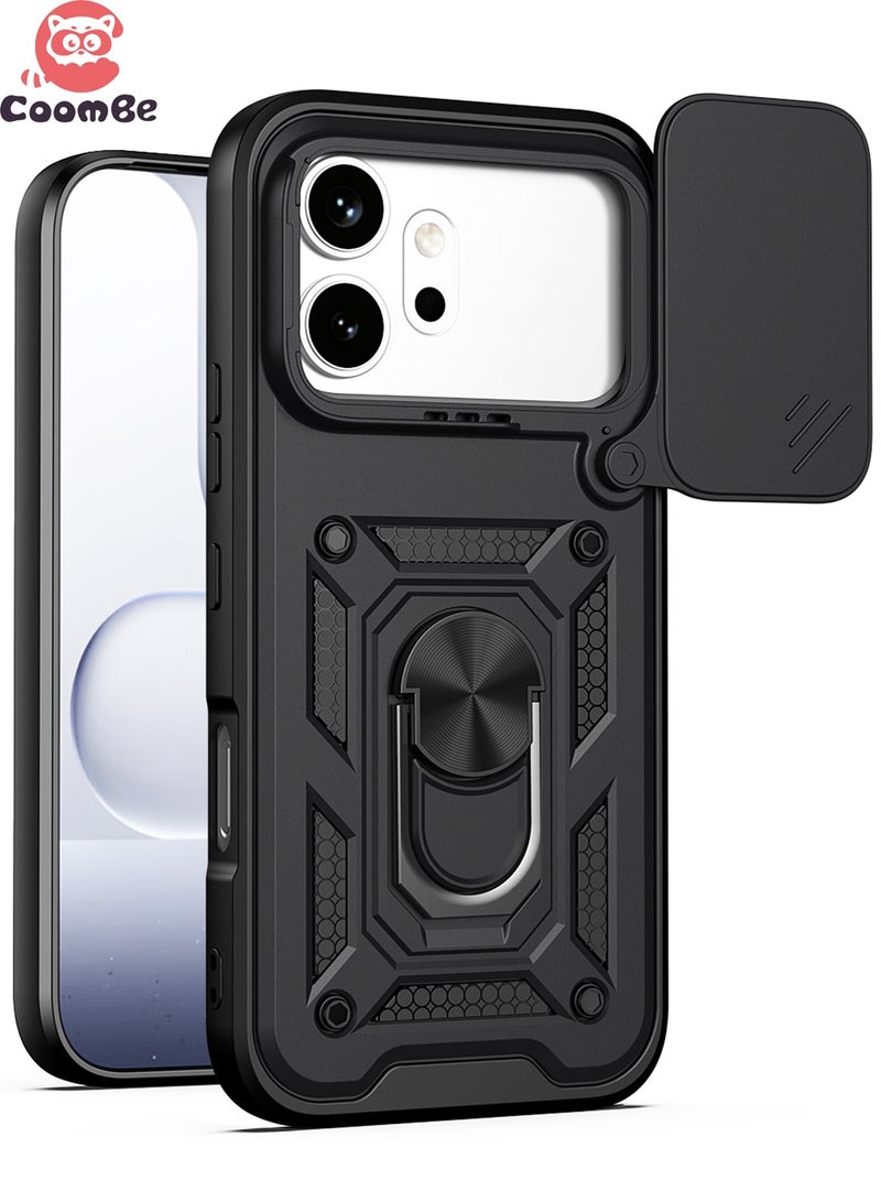 CoomBe Case for Honor 600 Pro /Honor 600 5G, Heavy Duty Shockproof Protection Case with Finger Ring Phone Holder and Camera Lens Protector Slide Window, Phone Protect Case Cover for Honor 600 pro 5G/Honor 600 5G - Image 1