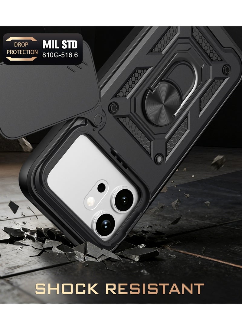 CoomBe Case for Honor 600 Pro /Honor 600 5G, Heavy Duty Shockproof Protection Case with Finger Ring Phone Holder and Camera Lens Protector Slide Window, Phone Protect Case Cover for Honor 600 pro 5G/Honor 600 5G - Image 2