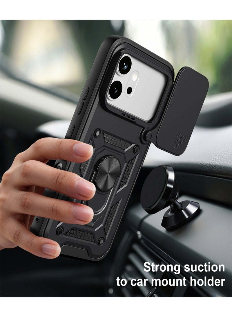 CoomBe Case for Honor 600 Pro /Honor 600 5G, Heavy Duty Shockproof Protection Case with Finger Ring Phone Holder and Camera Lens Protector Slide Window, Phone Protect Case Cover for Honor 600 pro 5G/Honor 600 5G - Image 3