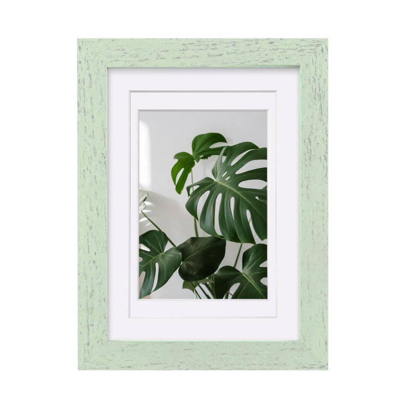 Egofine 5x7 Picture Frame Made of Solid Wood Covered by Plexiglass Display Pictures 3.5x5/4x6 with Mat or 5x7 Without Mat for Table Top Display and Wall Mounting Photo Frame  Rustic Green - Image 1