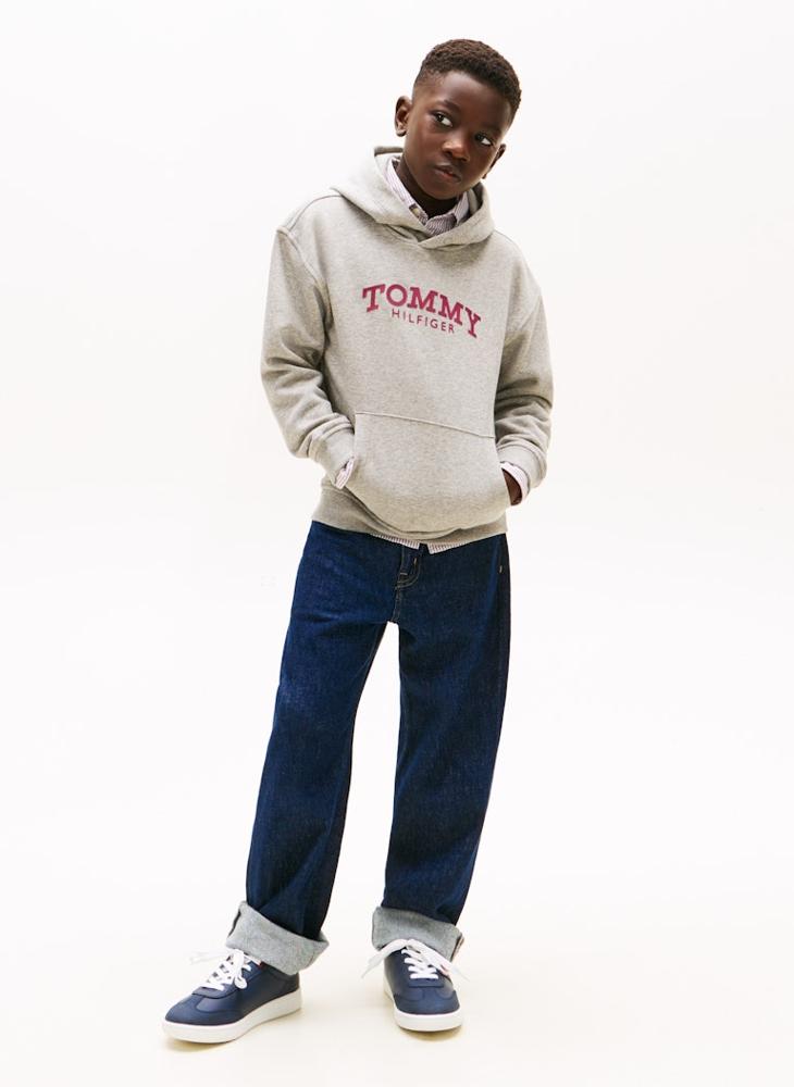 تومي هيلفيغر هودي أطفال مزين باسم الماركة - Image 4