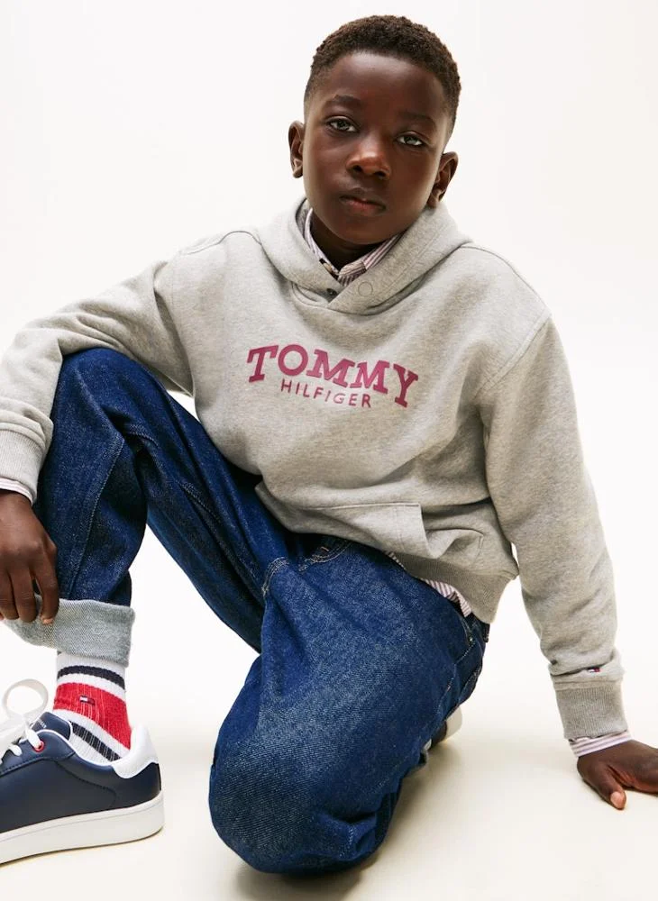Tommy Hilfiger Mid Grey Heather Kids Monotype Hoodie for Men | Best Price UAE