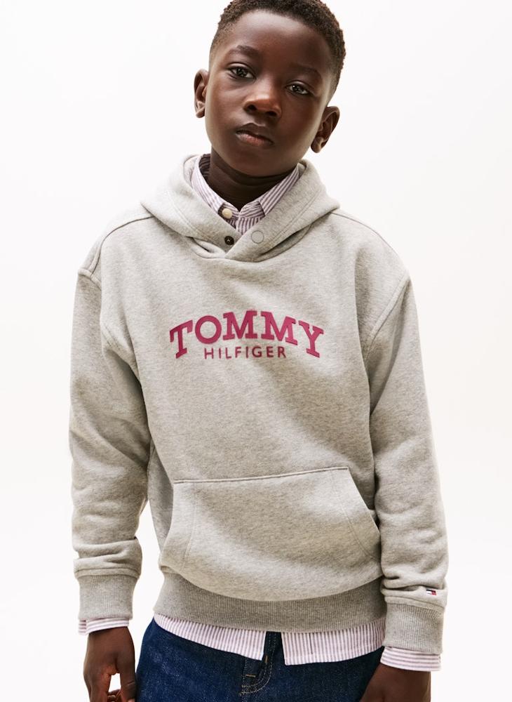 تومي هيلفيغر هودي أطفال مزين باسم الماركة - Image 1