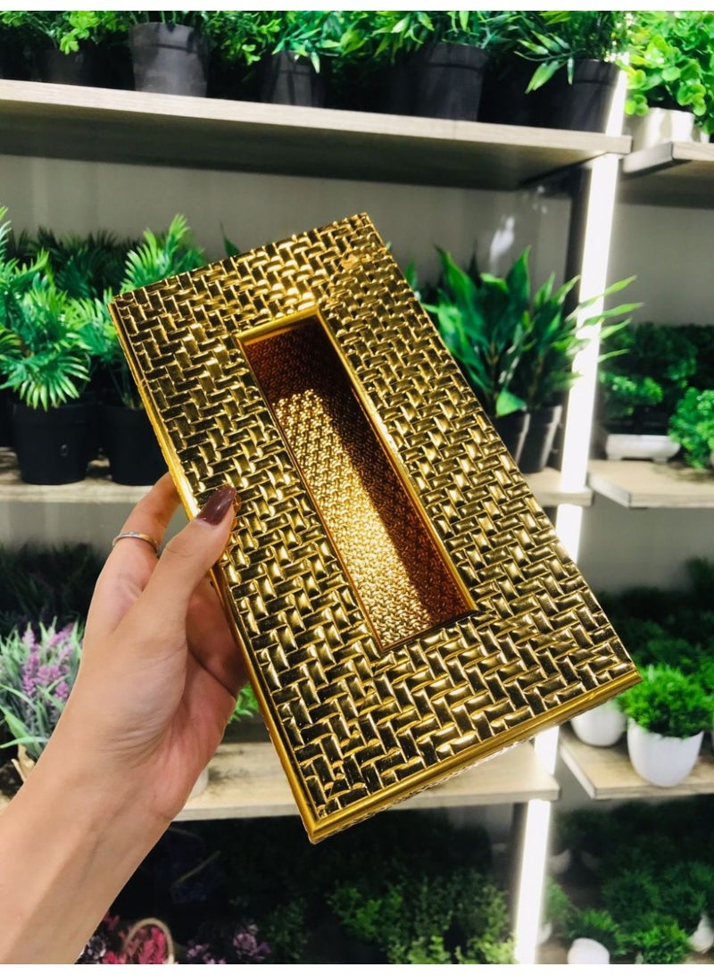 golden tissue box 23 x 13 cm