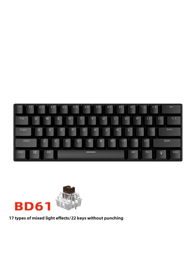 Generic BD61 Mechanical Keyboard Green And Red Axis Hybrid Photoelectric Game Laptop 61 Wired Keyboard Cross-border-Color:61 Keys/black [wired] Mixed Light-tea Shaft  - Image 1