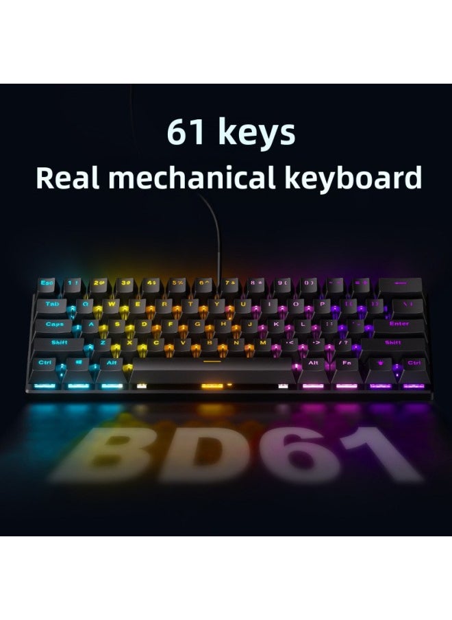 Generic BD61 Mechanical Keyboard Green And Red Axis Hybrid Photoelectric Game Laptop 61 Wired Keyboard Cross-border-Color:61 Keys/black [wired] Mixed Light-tea Shaft  - Image 2