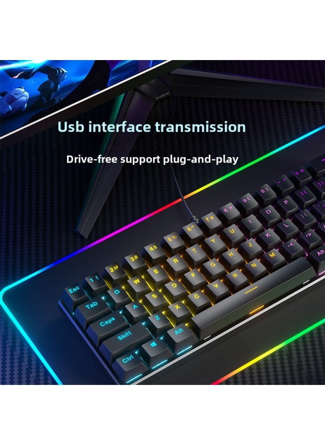 Generic BD61 Mechanical Keyboard Green And Red Axis Hybrid Photoelectric Game Laptop 61 Wired Keyboard Cross-border-Color:61 Keys/black [wired] Mixed Light-tea Shaft  - Image 3
