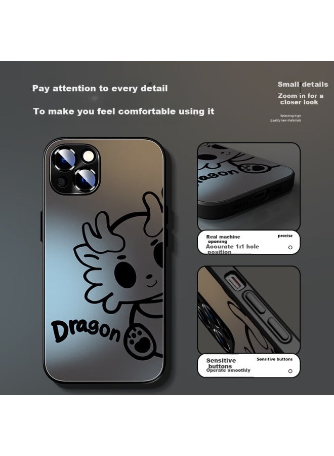 Xp Apple 14 Phone Case Full Cover Lens Iphone 14 Protective Case Ultra-thin Heat Dissipation Frosted Cartoon Male And Female Models Anti-fall Business High-end Sense - Graphite Gray Lovely Bear - Image 2