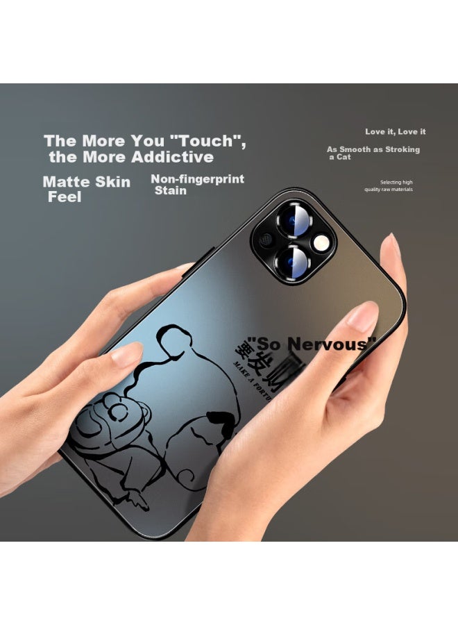 Xp Apple 14 Phone Case Full Cover Lens Iphone 14 Protective Case Ultra-thin Heat Dissipation Frosted Cartoon Male And Female Models Anti-fall Business High-end Sense - Graphite Gray Lovely Bear - Image 3