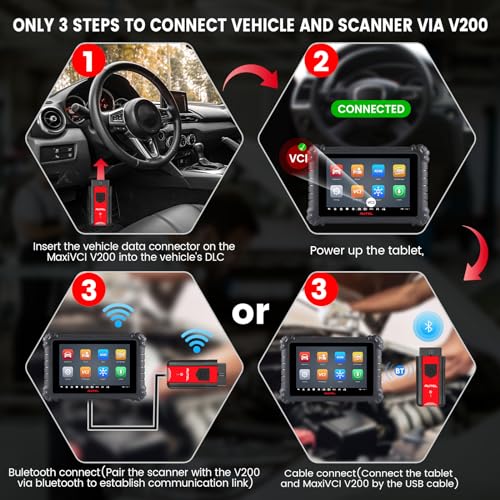 Autel محول موصل OBD2 Autel MaxiVCI V200 VCI200، واجهة اتصال السيارة، يعمل مع ماسحات تشخيص Autel MS906 PRO، ITS600، MaxiCOM MK906 PRO/MK906 PRO-TS، MS906 PRO-TS، KM100/ BT608/ BT609 - Image 5