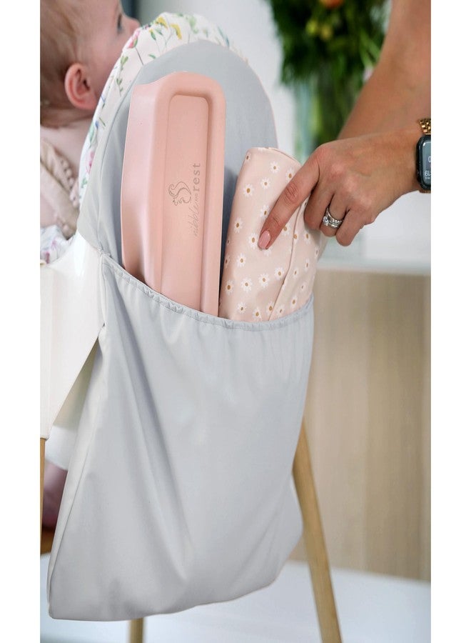 Nibble and Rest Highchair Handy Pocket Pouch, Compatible with IKEA Antilop Highchair,High Chair Accessories, Wipeable and Waterproof Material, One Large Pouch with an Internal Zip Pocket-(Light Grey) - Image 1