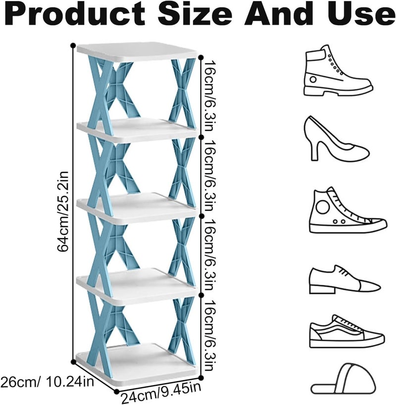 Purfex 3-Piece Shoe Rack Set(3,4,5 tier)– Space-Saving Vertical Storage Organizer,Plastic Stackable X-Shaped Bracket Shoe Shelves for Entryway, Closet, Hallway, and Bedroom – Multi-Colored - Image 2