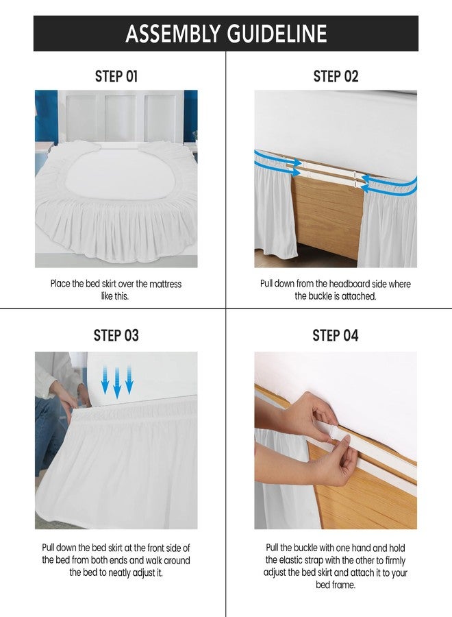 Utopia Bedding Full Elastic Bed Ruffle - Easy Wrap Around Ruffle - Microfiber Bed Skirt with Adjustable Elastic Belt 16 Inch Tailored Drop - Hotel Quality Bedskirt, Fade Resistant (Full, White) - Image 4