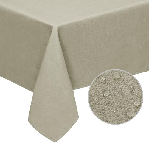 Easy-Going Faux Linen Waterproof Spill-Proof Tablecloth Stain Resistant Rectangle Table Cloth Wrinkle Free Decorative Fabric for Kitchen, Dining, Party, Weddings, Restaurants (52x70 in, Linen) - Image 1