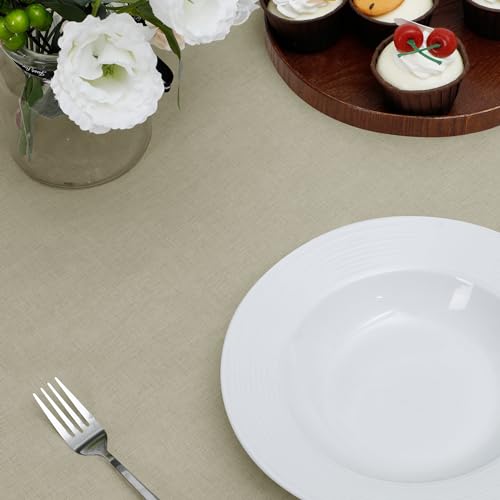 Easy-Going Faux Linen Waterproof Spill-Proof Tablecloth Stain Resistant Rectangle Table Cloth Wrinkle Free Decorative Fabric for Kitchen, Dining, Party, Weddings, Restaurants (52x70 in, Linen) - Image 3