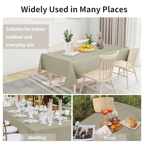 Easy-Going Faux Linen Waterproof Spill-Proof Tablecloth Stain Resistant Rectangle Table Cloth Wrinkle Free Decorative Fabric for Kitchen, Dining, Party, Weddings, Restaurants (52x70 in, Linen) - Image 2