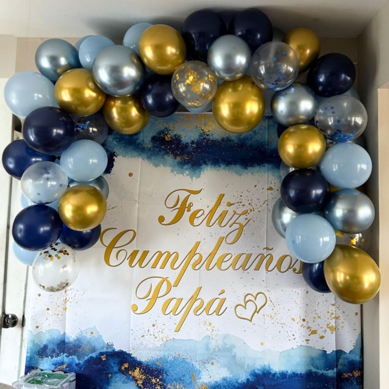 Togvu Navy Blue Gold Balloon, 60 Packs 12 Inch Metallic Blue and Macaron Blue Balloons with Metallic Gold Confetti Balloons for Birthday Party Decorations, Wedding, Bridal Shower, Baby Shower, Graduate - Image 5