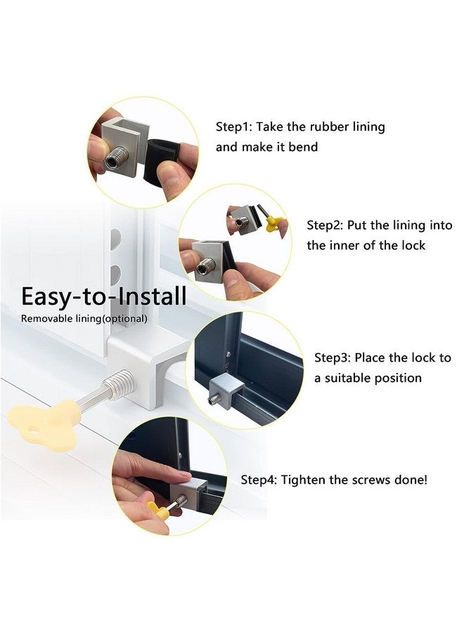 BIGXEN Sliding Window Locks Adjustable Security Window Lock Window Stoppers Aluminum with Key Childproof Safety Window Lock Clamps for Vertical Horizontal Slide Door Windows(4 Sets) - Image 2