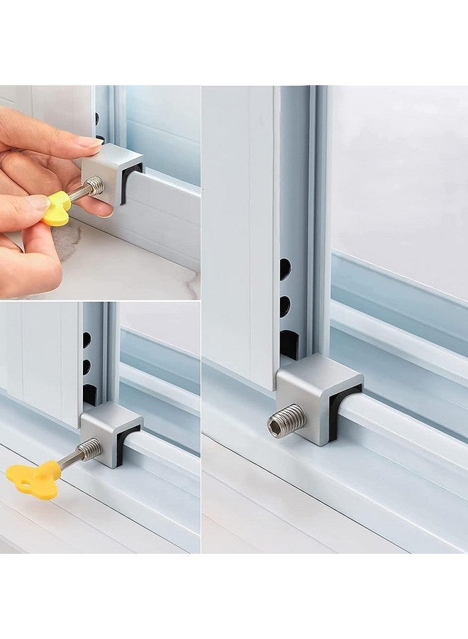 BIGXEN Sliding Window Locks Adjustable Security Window Lock Window Stoppers Aluminum with Key Childproof Safety Window Lock Clamps for Vertical Horizontal Slide Door Windows(4 Sets) - Image 5